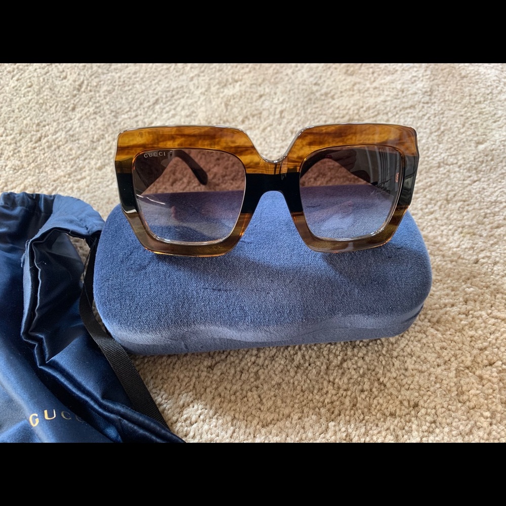 Gucci square frame acetate glasses